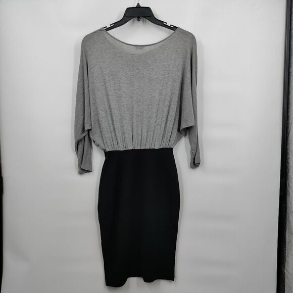 Club Monaco Color Block Boat-Neck Dolman Sleeve Mini Dress Small Women Gray - Picture 4 of 14